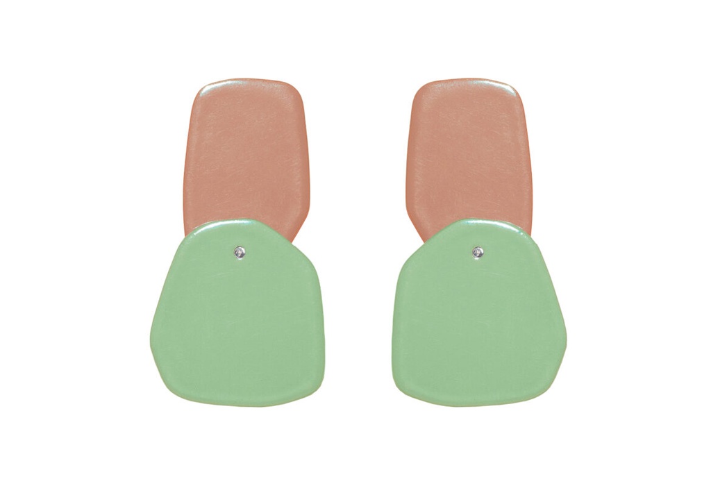 Lisa Kroeber Jewellery Art - Earrings Double Petals, Beige Red / Pastel Green 