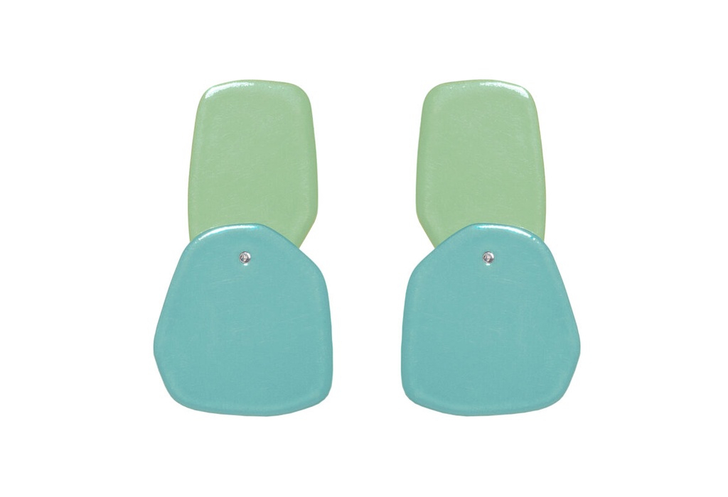 Lisa Kroeber Jewellery Art - Earrings Double Petals, Pastel Green / Pastel Turquoise 