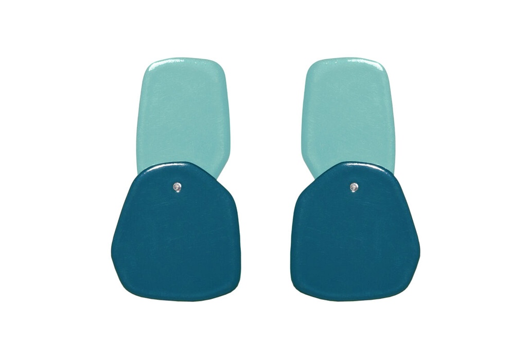 Lisa Kroeber Jewellery Art - Earrings Double Petals, Pastel Turquoise / Ocean Blue 