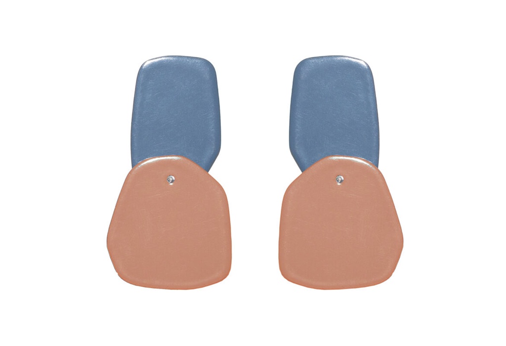 Lisa Kroeber Jewellery Art - Earrings Double Petals, Pigeon Blue / Beige Red 