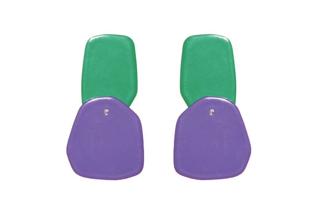 Lisa Kroeber Jewellery Art - Earrings Double Petals, Signal green / Lilac