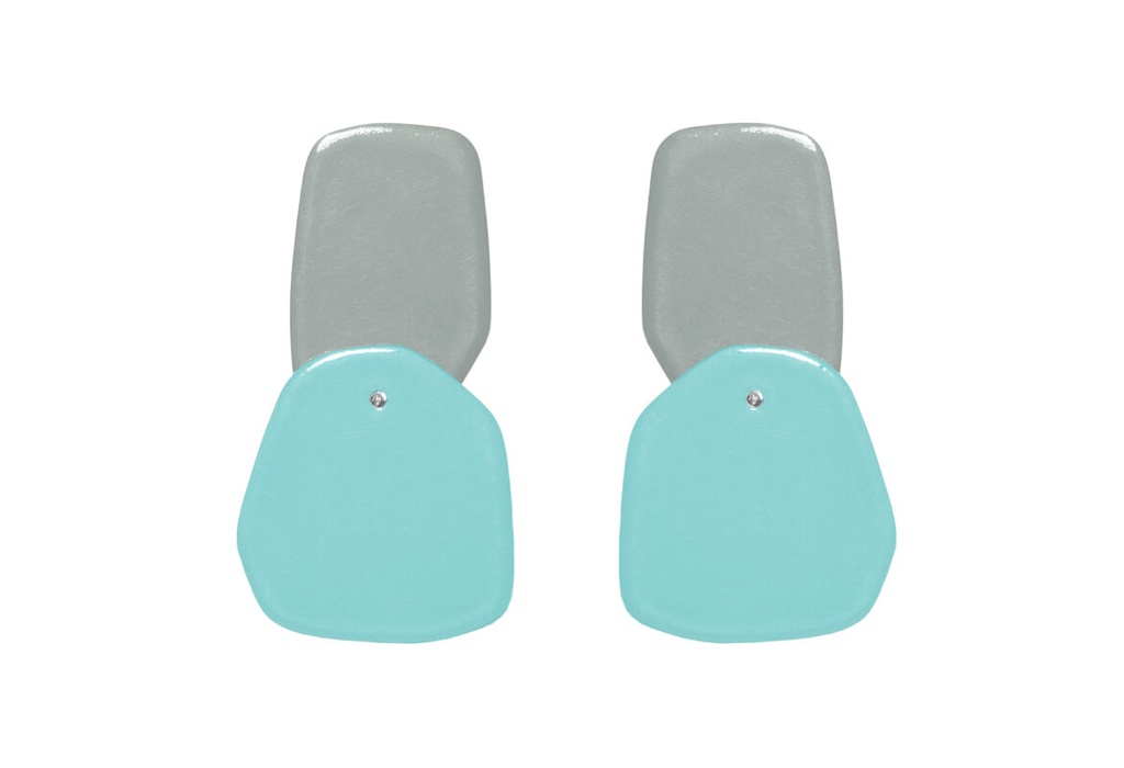 Lisa Kroeber Jewellery Art - Earrings Double Petals, Light Grey / Pastel Turquoise