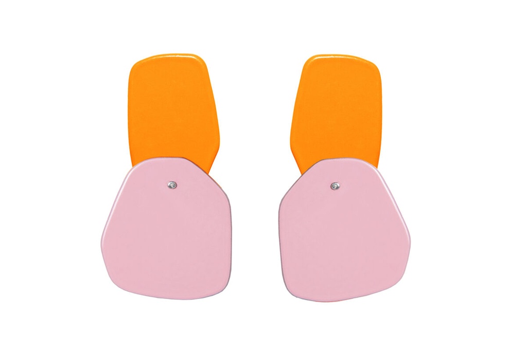 Lisa Kroeber Jewellery Art - Earrings Double Petals, Pastel Orange / Light Pink