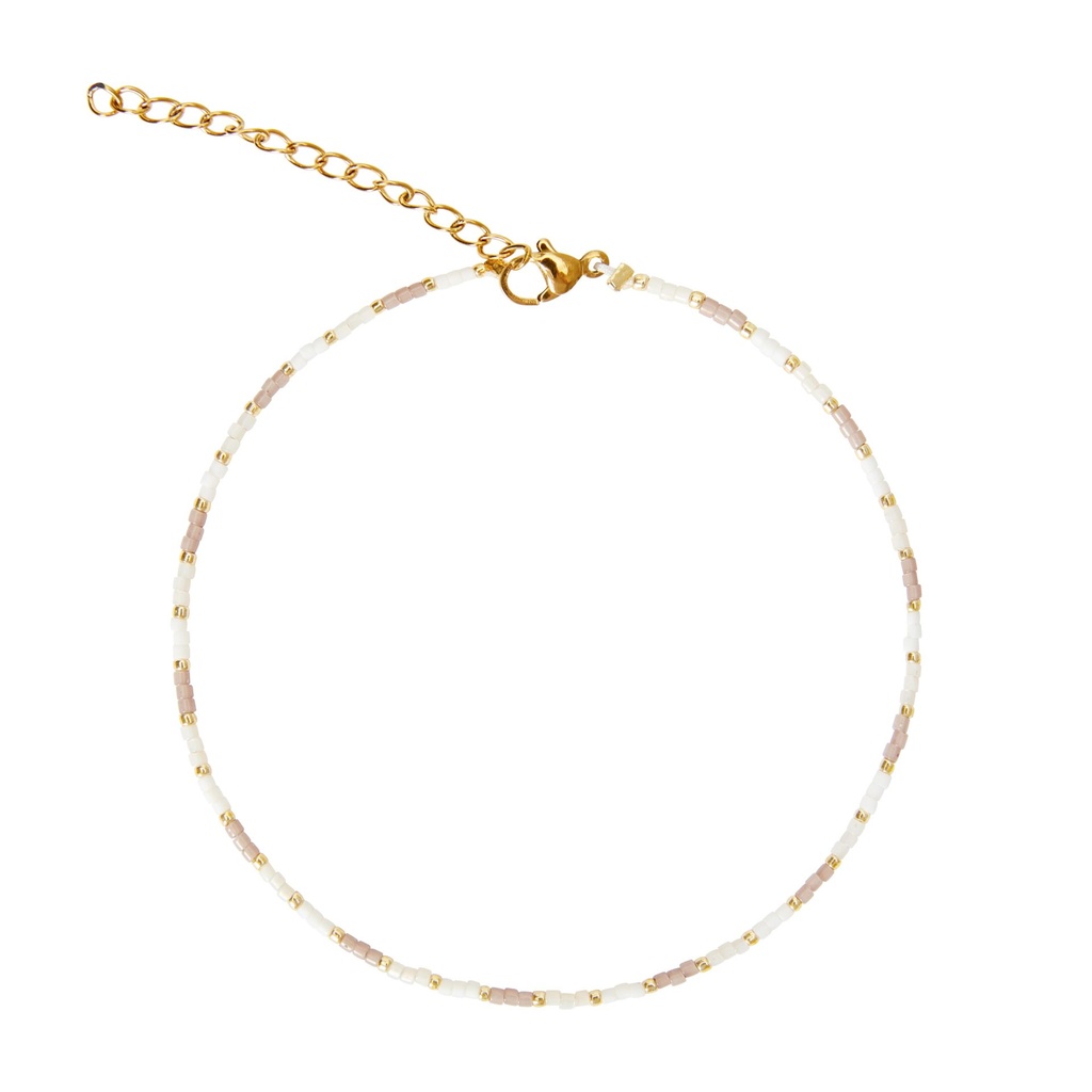 HCA - elastisches Fußkettchen - Follow your dreams - Miyuki-Perlen - braun