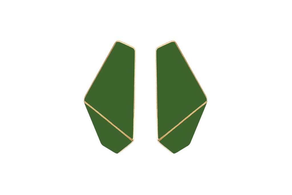 Lisa Kroeber Jewellery Art - Earrings Folded slim - Fern Green