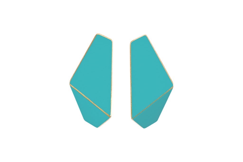 Lisa Kroeber Jewellery Art - Earrings Folded slim - Turquoise