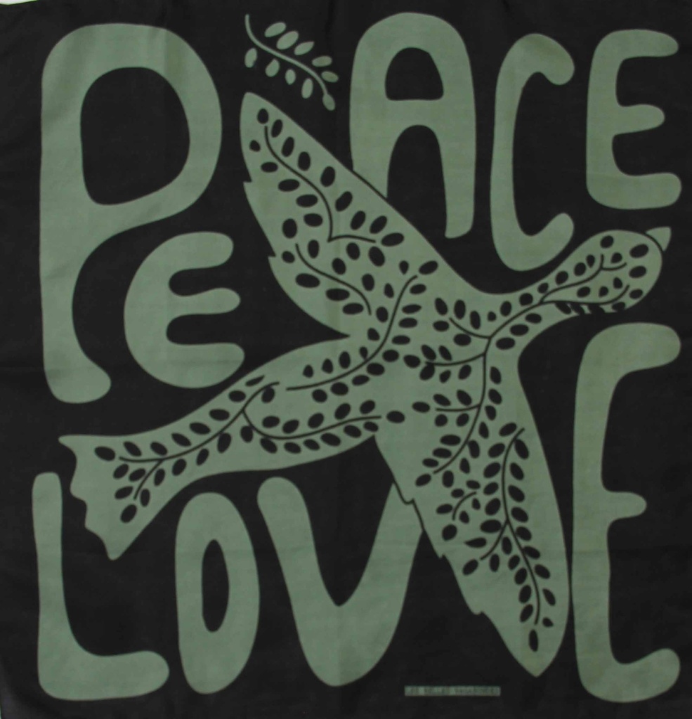 Les Belles Vagabondes - Seidentuch Mini Foulard Peace and Love Kaki
