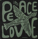 Les Belles Vagabondes - Seidentuch Mini Foulard Peace and Love Kaki