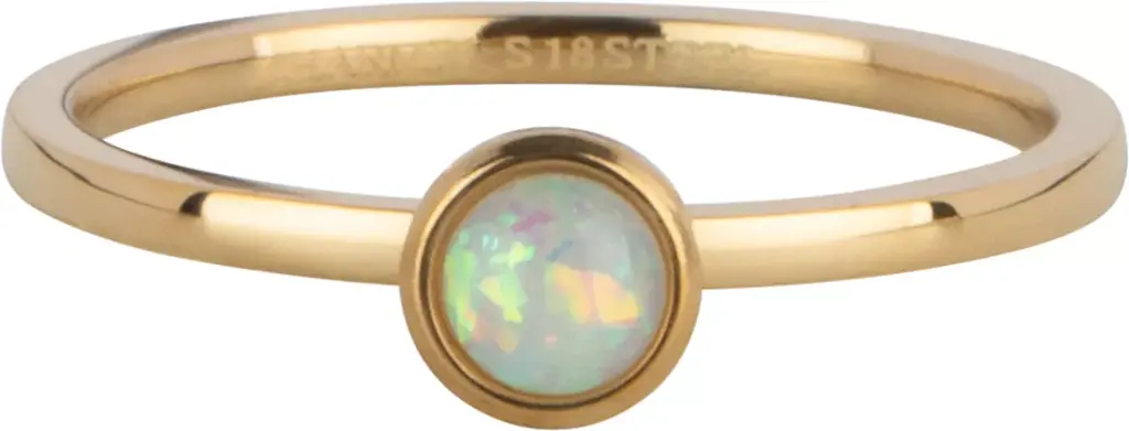 Charmins - R1610 - Goldplated iconic birthstone October opal tourmaline ring
