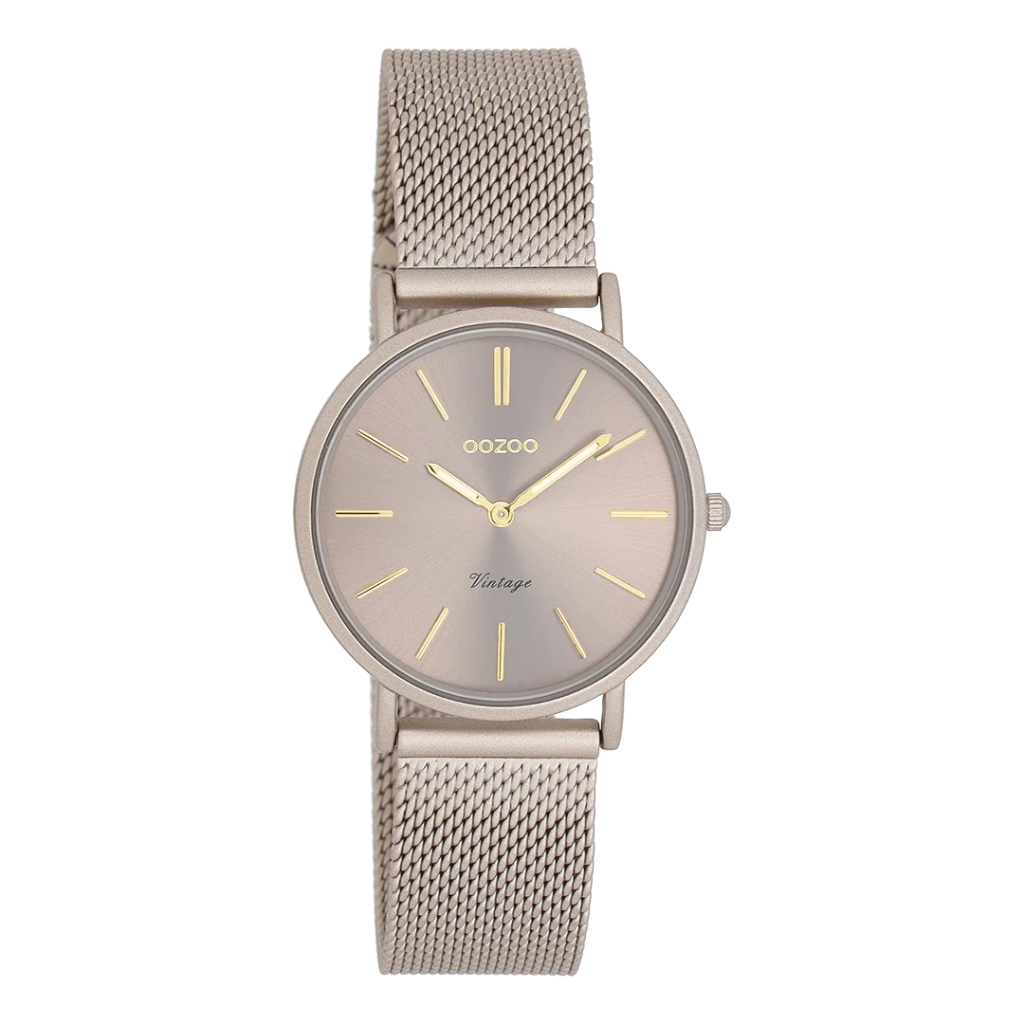Oozoo Timepieces - Armbanduhr - Vintage Unisex Edelstahl-Mesh-Armband – taupe 42mm