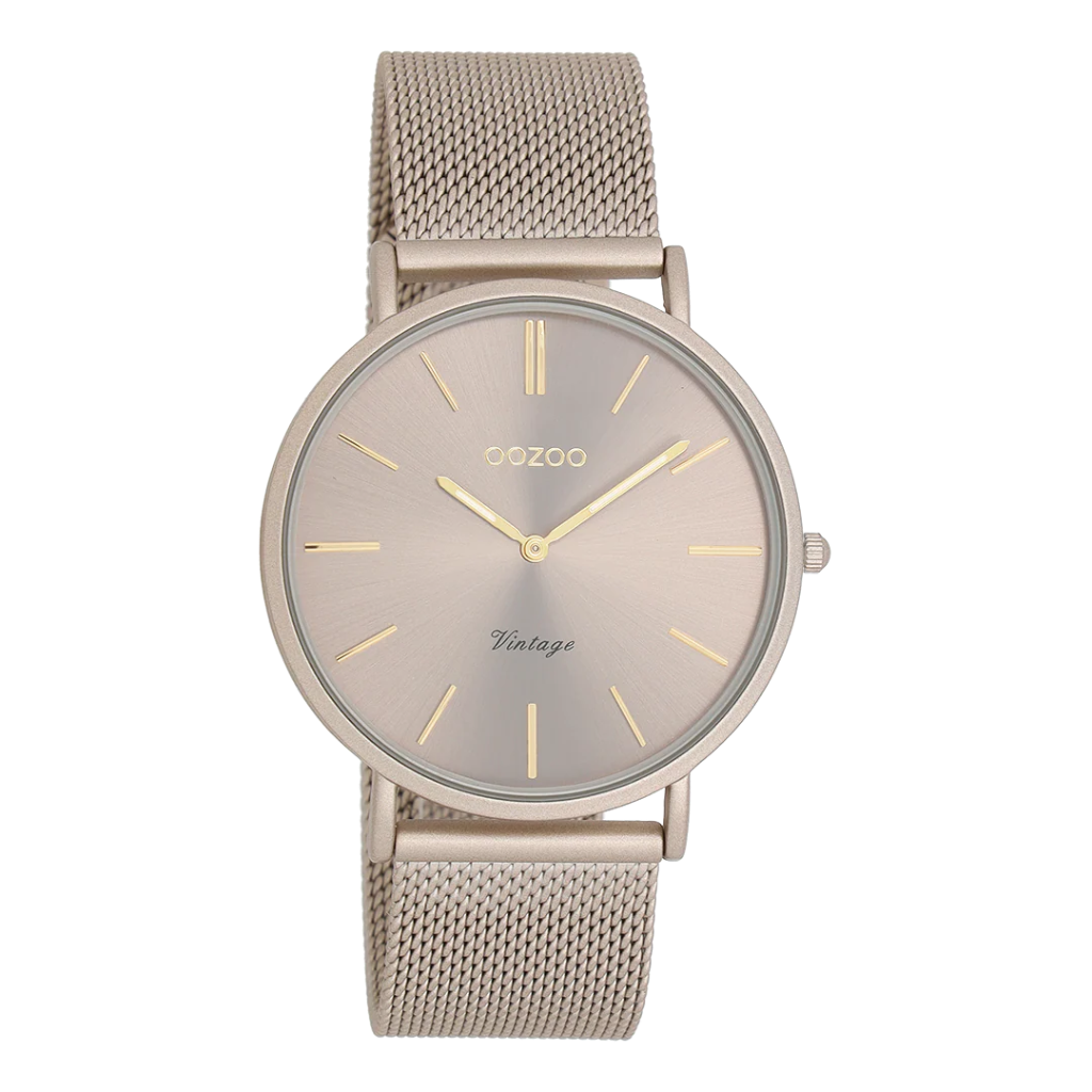 Oozoo Timepieces - Armbanduhr - Vintage Unisex Edelstahl-Mesh-Armband - taupe 40 mm M