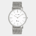 Oozoo Timepieces - Armbanduhr - Vintage Unisex Edelstahl-Mesh-Armband - silber/weiß 40mm