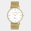 Oozoo Timepieces - Armbanduhr - Vintage Unisex Edelstahl-Mesh-Armband - gold/weiß 40mm