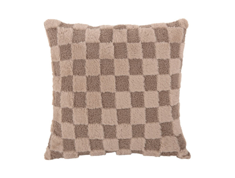Present Time - Cushion Checker sand brown with dark brown