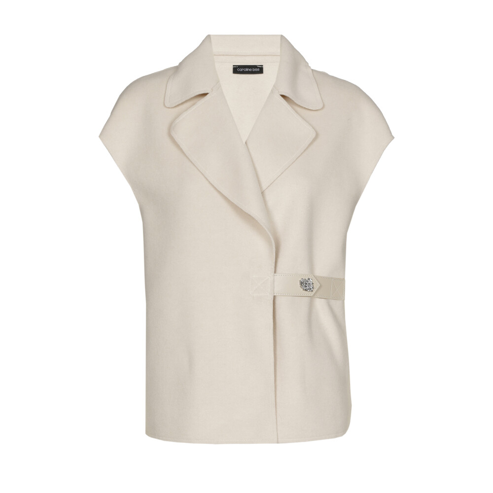 Caroline Biss - Weste STRAIGHT-FIT SHORT BODY WARMER WITH ASYMMETRICAL FASTENING cream 