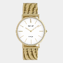 Oozoo Timepieces - Armbanduhr - Vintage Unisex Edelstahl-Mesh-Armband - gold / weiß 36mm