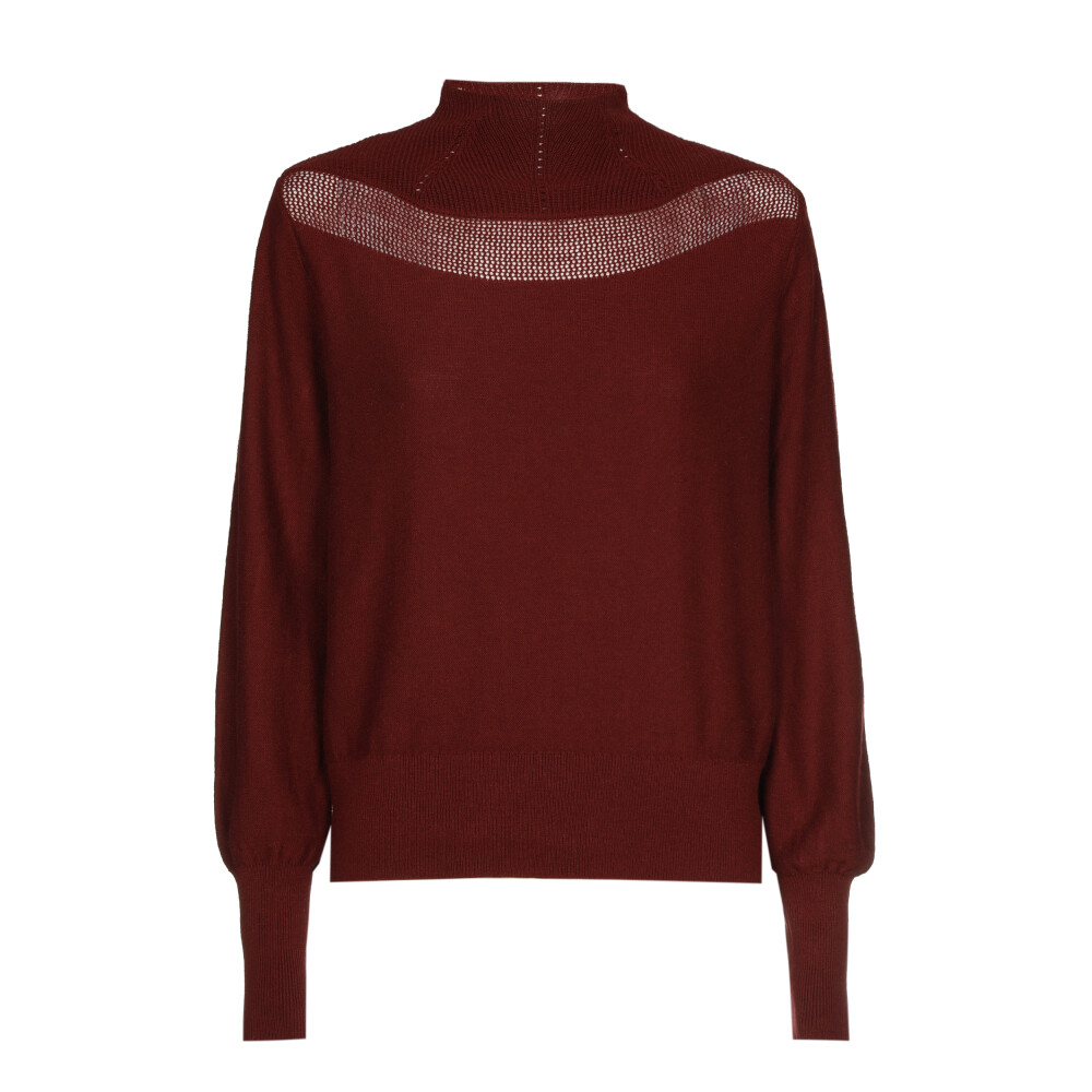 Caroline Biss - FINE KNIT LOOSE-FITTING PULLOVER WITH OPENWORK EFFECT burgandy