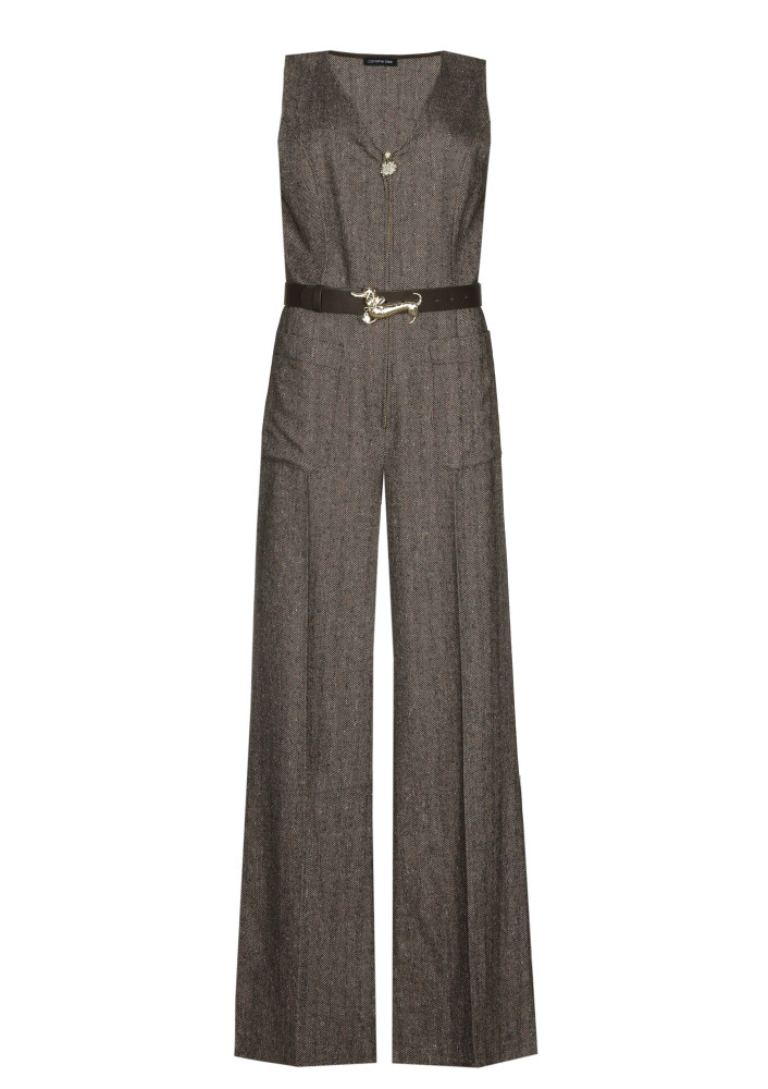 Caroline Biss - TWEED JUMPSUIT coffee