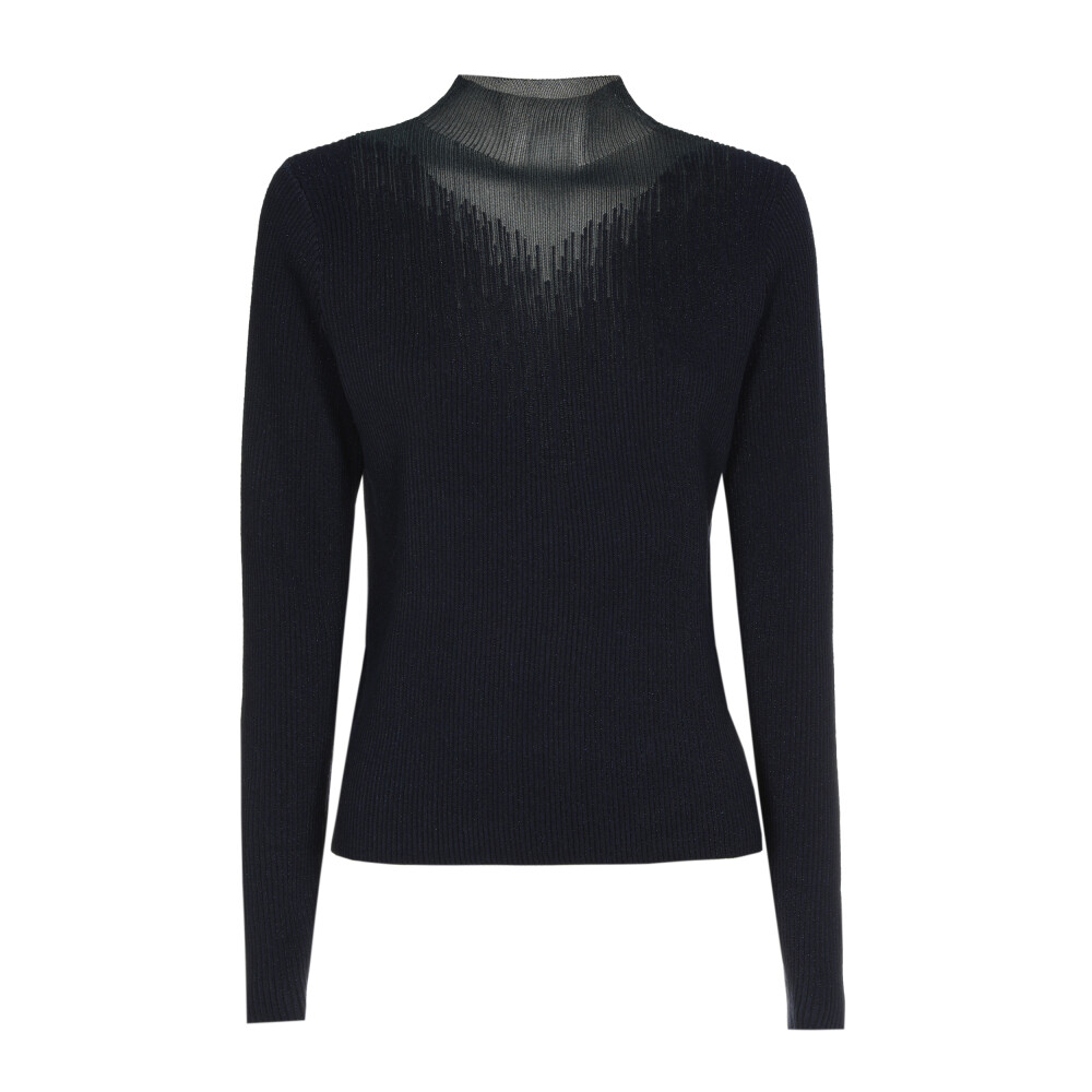 Caroline Biss - FITTED DRESSY PULLOVER IN RIBBED JERSEY midnight