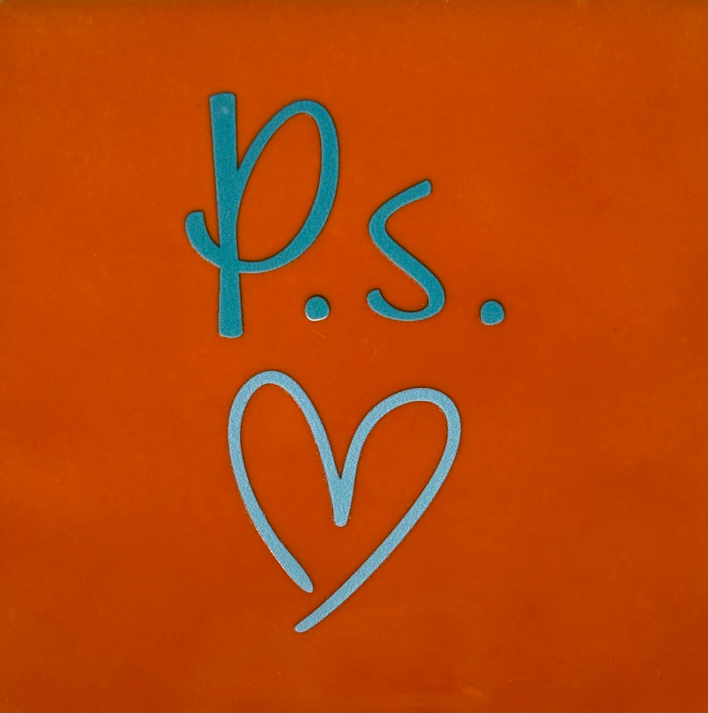 Yett Tiles - Fliese/Untersetzer - P.S. (heart) - orange/turquoise