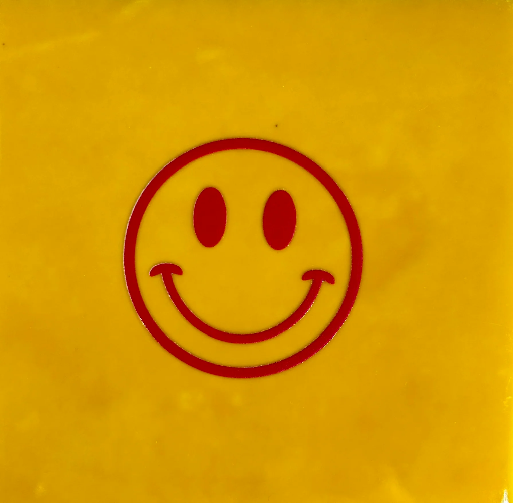 Yett Tiles - Fliese/Untersetzer Smiley gelb/rosa