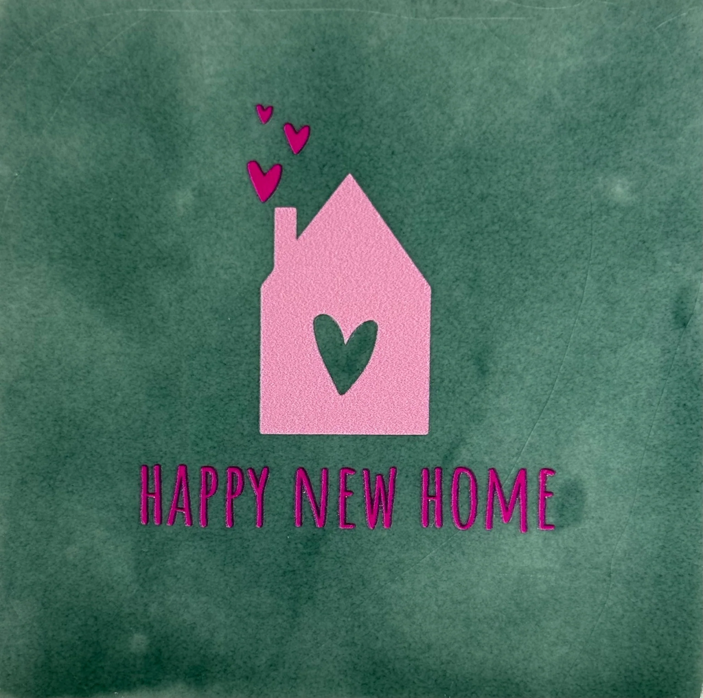 Yett Tiles - Fliese/Untersetzer Happy new home seegrün/rosa