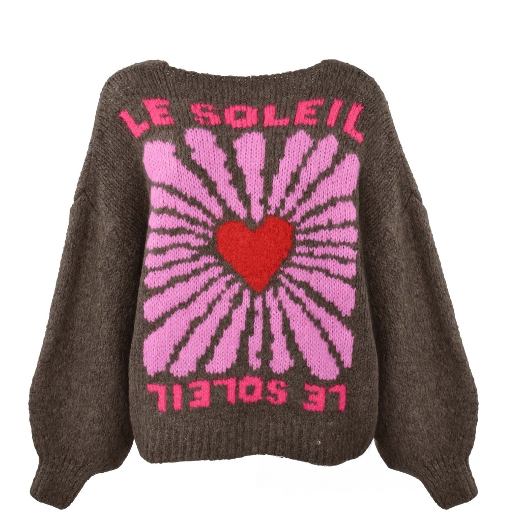 Strickjacke Le Soleil braun rosa pink