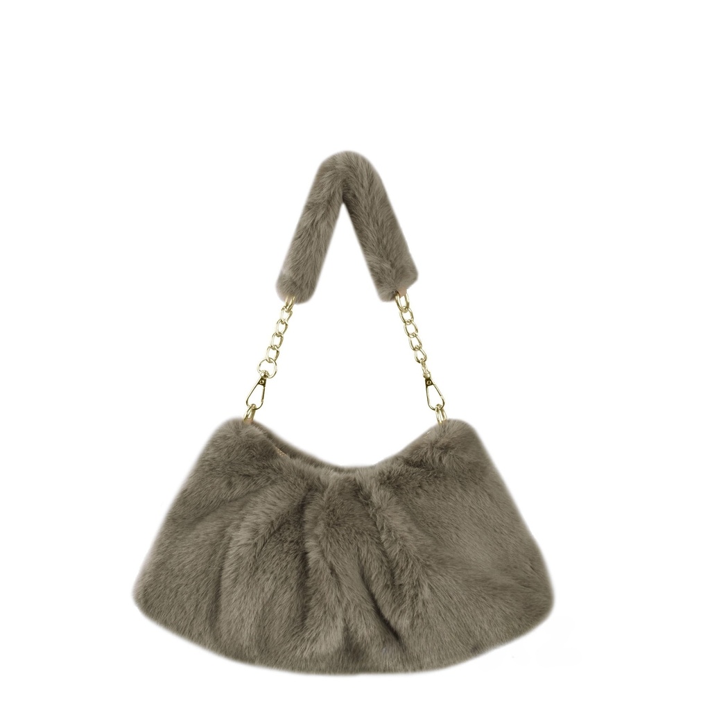 Fluffy Schultertasche grau