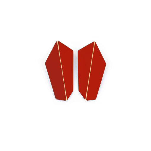 Lisa Kroeber Jewellery Art - Earrings Folded Vertical - Coral Red