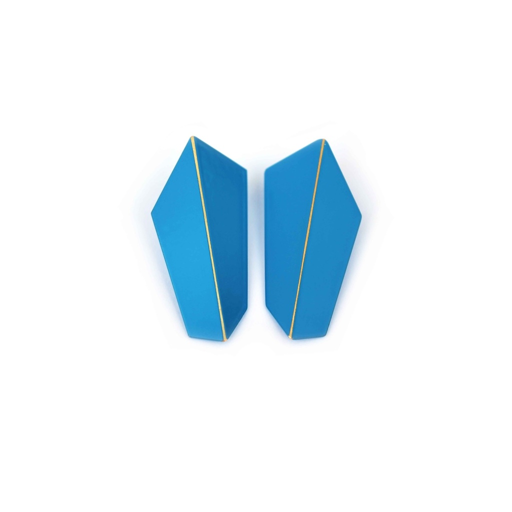 Lisa Kroeber Jewellery Art - Earrings Folded Vertical - Light Blue