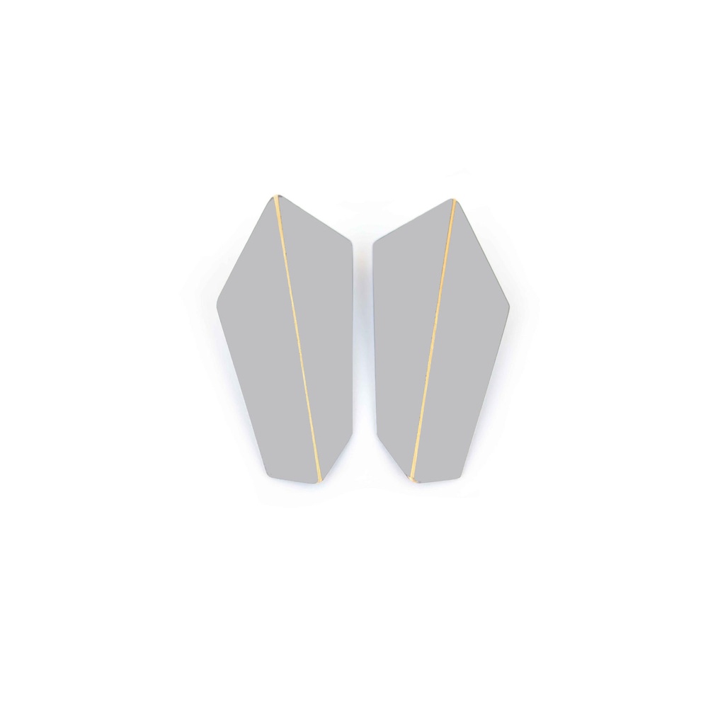 Lisa Kroeber Jewellery Art - Earrings Folded Vertical - Window Grey