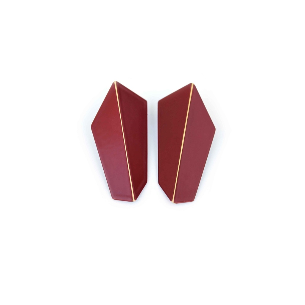Lisa Kroeber Jewellery Art - Earrings Folded Vertical - Purple Red 