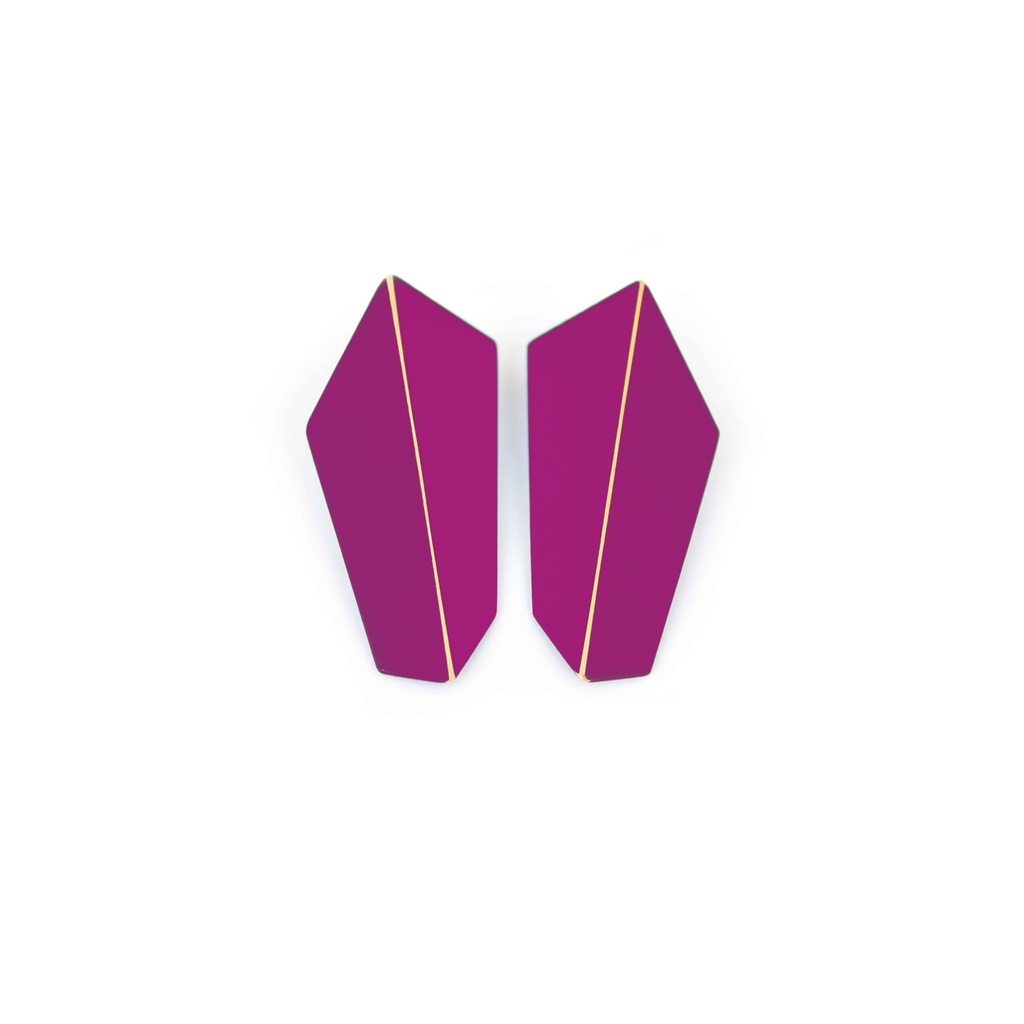Lisa Kroeber Jewellery Art - Earrings Folded Vertical - Traffic Purple