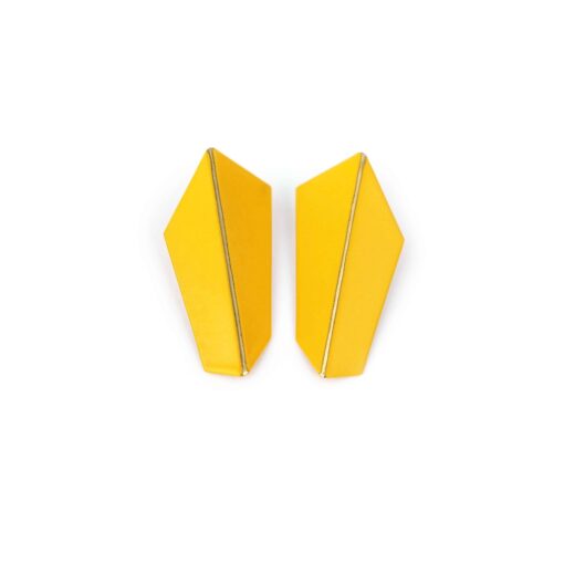 Lisa Kroeber Jewellery Art - Earrings Folded Vertical - Traffic Yellow