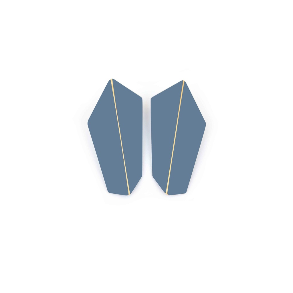 Lisa Kroeber Jewellery Art - Earrings Folded Vertical - Pigeon Blue 