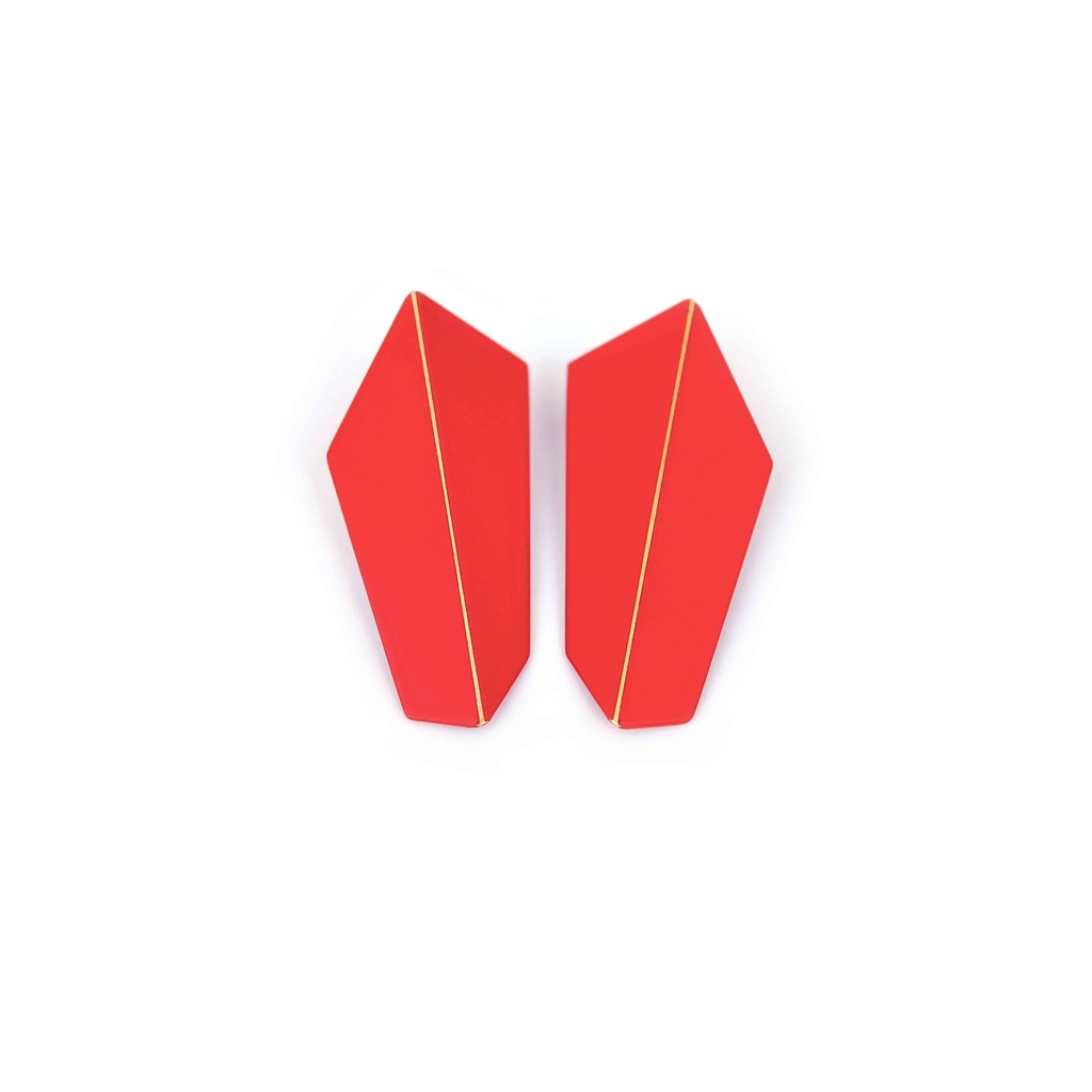 Lisa Kroeber Jewellery Art - Earrings Folded Vertical - Traffic Red 