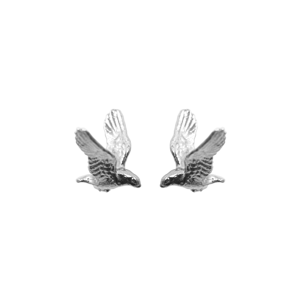Lisa Kroeber Jewellery Art - Earrings Birds Small - Light Polished Silver 