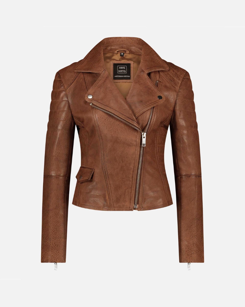 Amsterdam Heritage - Lederjacke MUNROE women’s leather biker jacket - Cognac