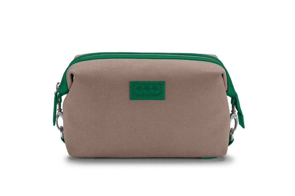 MAXI Waschtasche | smaragd | silber | genarbt