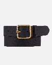 Amsterdam Heritage - Ledergürtel KAYA - Vintage Square gold buckle black leather 