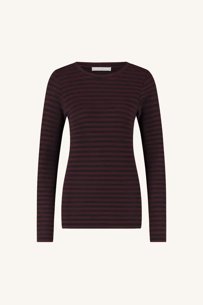 By Bar - Basic ls melange stripe top - 776 pecan