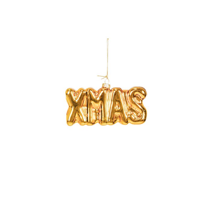 Housevitamin - Ornament Xmas Hanger XMAS gold - Glas 4,5x3,5x7,5cm