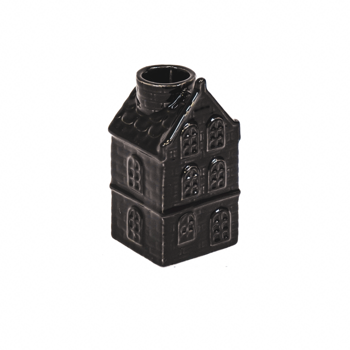 Housevitamin - Candle holder house ceramics black 6x5,5x11cm