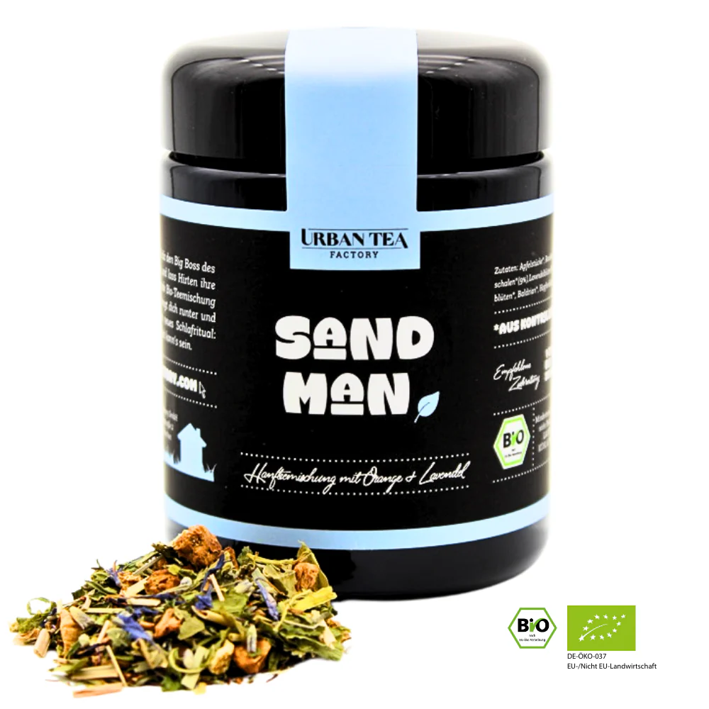 Urban Tea - Sandman - Bio Hanfteemischung mit Orange & Lavendel im Violettglas - 50g