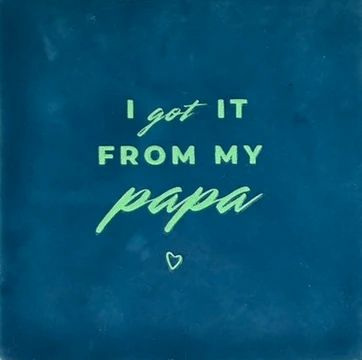 Yett Tiles - Fliese/Untersetzer - I got it from my papa - dunkelblau/mint