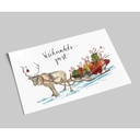 Annelis Art - Postkarte - Weihnachtspost, Rentier mit Geschenkeschlitten
