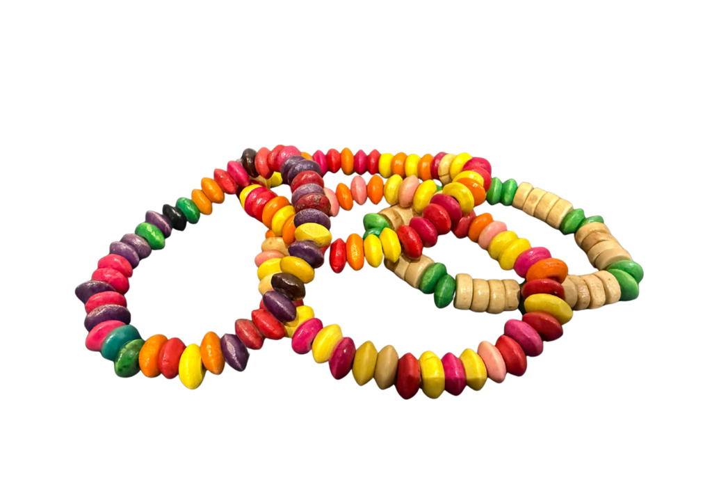 Portuguese - handgemachtes Holzperlen Armband - flache ovale Perlen, bunt (Kinder)