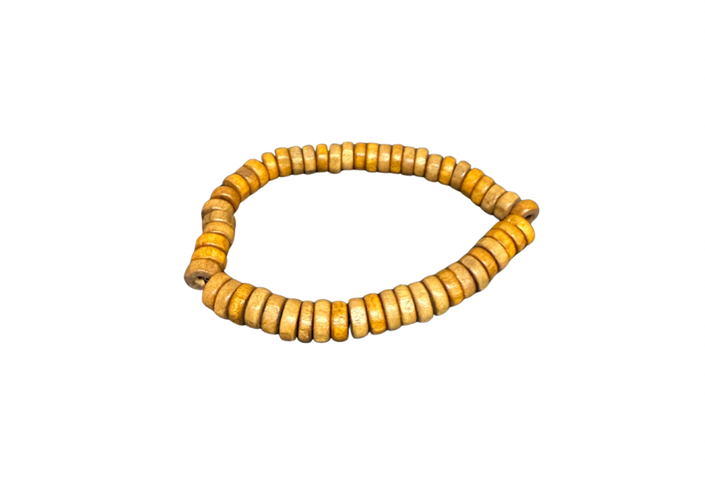 Portuguese - handgemachtes Holzperlen Armband - flache Perlen, natur