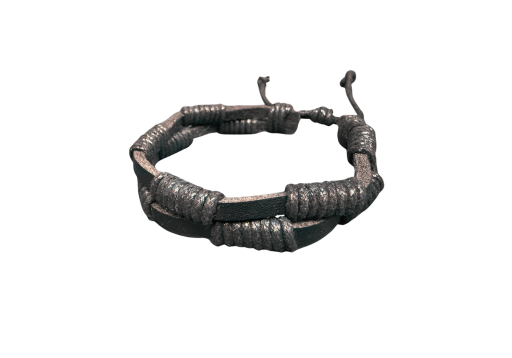 Portuguese - handgemachtes Leder-Armband Wickelbindung - schwarz