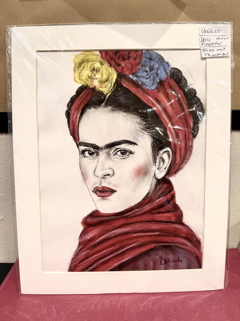 Doris Gaspartic - Unikat Zeichnung - Frida - mit Passepartout 29x37 cm